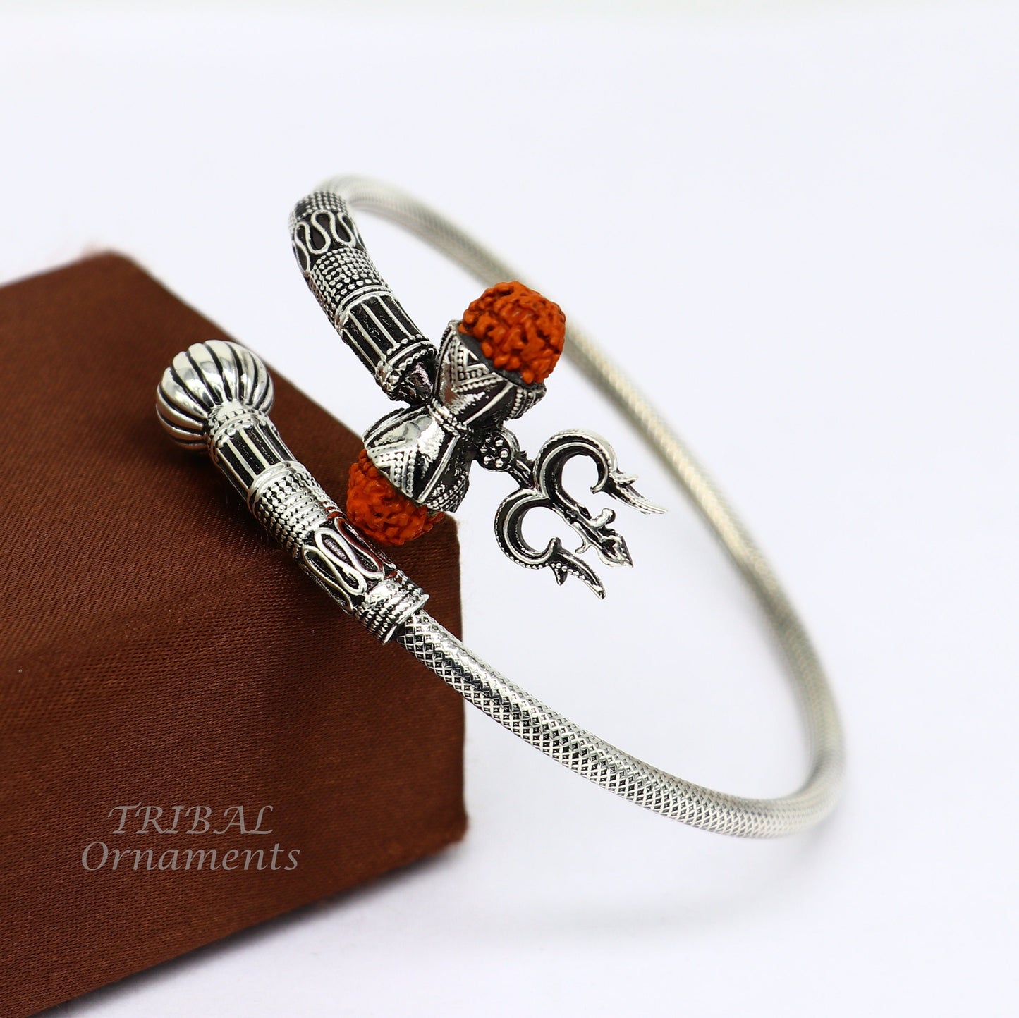 925 sterling silver handmade Shiva Trishul bangle bracelet Rudraksha kada, excellent Bahubali trident kada bracelet gift nsk534 - TRIBAL ORNAMENTS