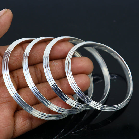 Sterling silver Punjabi Sikha bangle bracelet by TRIBAL ORNAMENTS, all-sized men's and women's handmade kada jewelry.