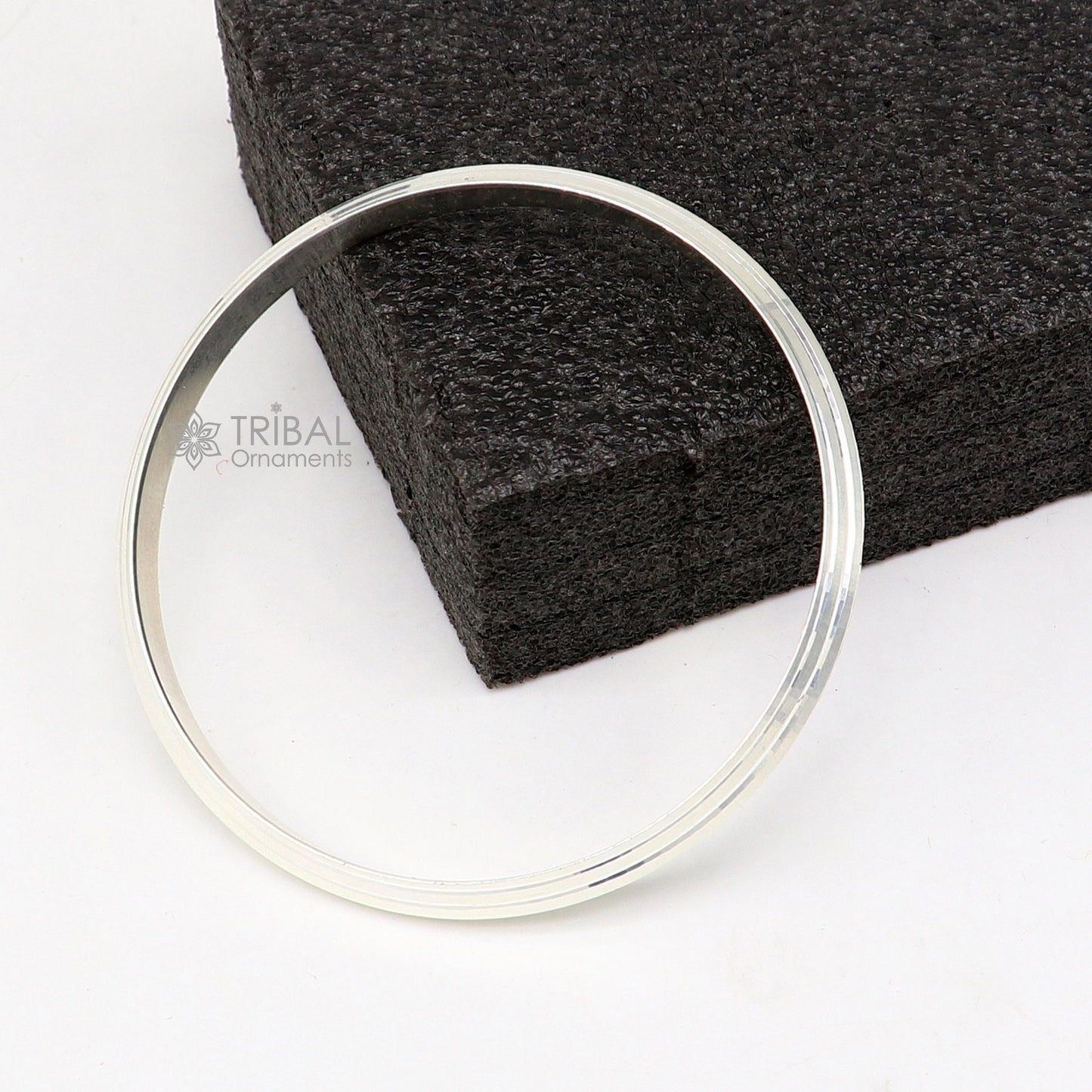 Sterling silver Punjabi Sikha bangle bracelet by Tribal Ornaments, handcrafted men's and girls' kada jewelry for daily wear.