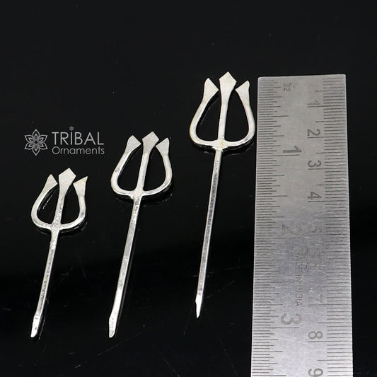 925 Solid sterling silver Divine Lord shiva Trident, Trishul puja article , goddess trishul trident , god accessories from india su1266 - TRIBAL ORNAMENTS