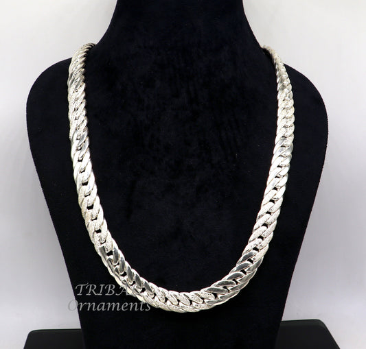 925 sterling silver handmade 12mm vintage design Custom Cuban curb link chain, solid heavy necklace chain for men's gifting jewelry ch194 - TRIBAL ORNAMENTS