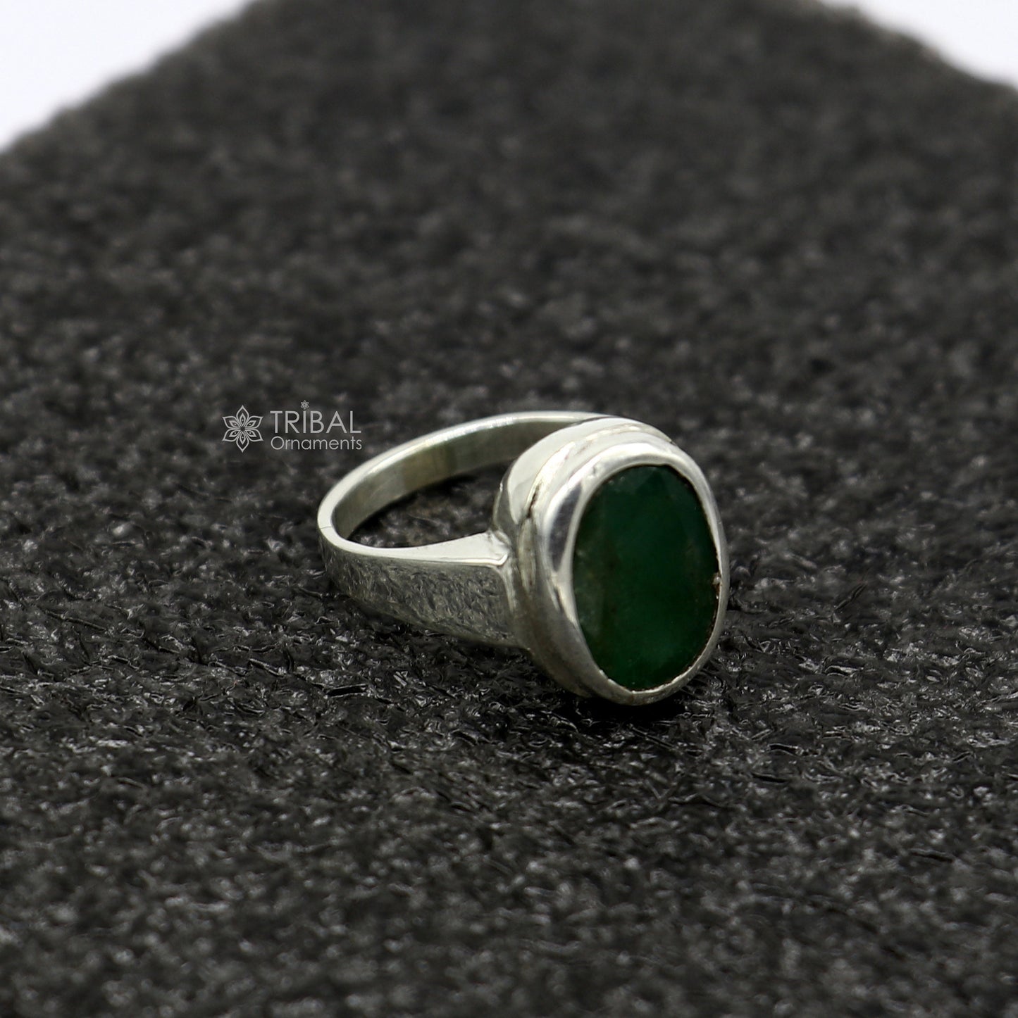 Authentic real 6 carat Green emerald stone 925 sterling silver handmade ring band for both men's and girl's, best Astro ring sr377 - TRIBAL ORNAMENTS