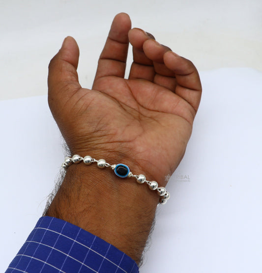 925 sterling silver handmade silver beaded evil eye bracelet, amazing stylish unisex cultural trendy bracelet all sizes jewelry sbr463 - TRIBAL ORNAMENTS