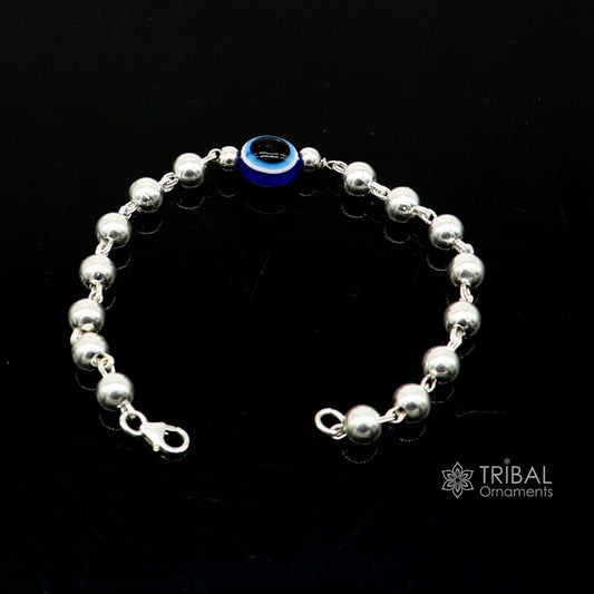 925 sterling silver handmade silver beaded evil eye bracelet, amazing stylish unisex cultural trendy bracelet all sizes jewelry sbr467 - TRIBAL ORNAMENTS