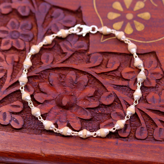 Sterling silver handmade bracelet excellent basil rosary beads bracelet unisex long flexible bracelet jewelry sbr110 - TRIBAL ORNAMENTS