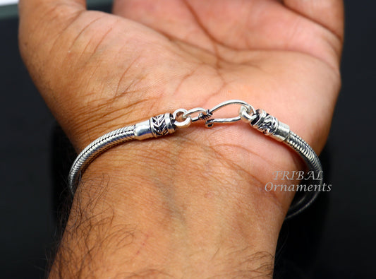 4mm 925 sterling silver handmade amazing inches snake chain flexible unisex bracelet jewelry from Rajasthan india sbr387 - TRIBAL ORNAMENTS