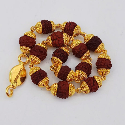 22 karat yellow gold with natural rudraksha beads handmade bracelet fabulous vintage designer 7.5",8", 8.5" 9" gifting jewelry - TRIBAL ORNAMENTS