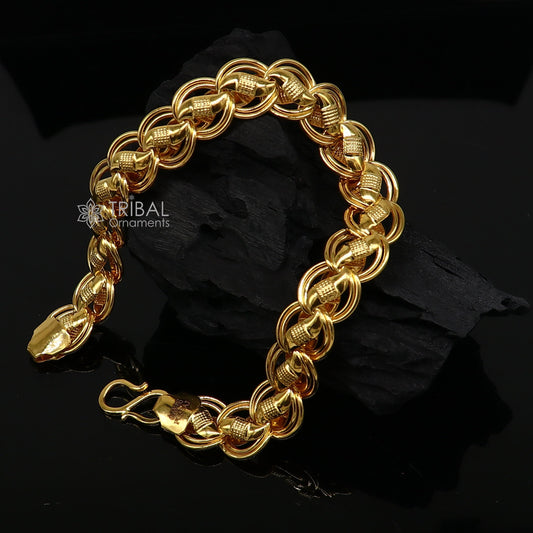 Exclusive trendy lotus design handmade 22kt yellow gold All size bracelet best men's wedding gifting jewelry from india gbr75 - TRIBAL ORNAMENTS
