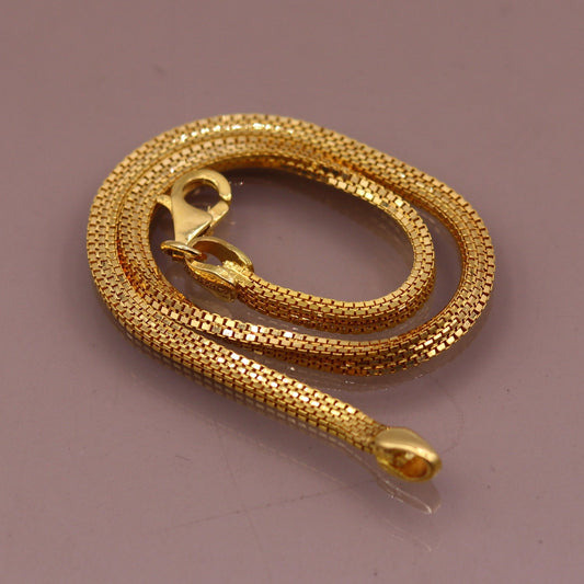 Vintage Solid 22kt yellow gold box chain solid bracelet 91.6% gold purity solid vintage handmade gifting jewelry from rajasthan india - TRIBAL ORNAMENTS