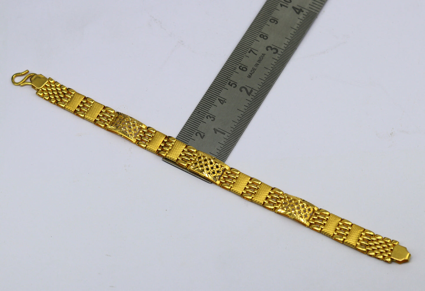 8"/8.5"/9" 22kt yellow gold custom made diamond cut design fabulous flexible bracelet, best gift personalized gold fancy jewelry india br42 - TRIBAL ORNAMENTS