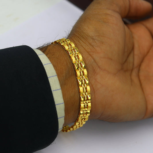 Pure 22kt yellow gold custom made diamond cut design fabulous flexible bracelet, best gift personalized gold fancy jewelry india br41 - TRIBAL ORNAMENTS