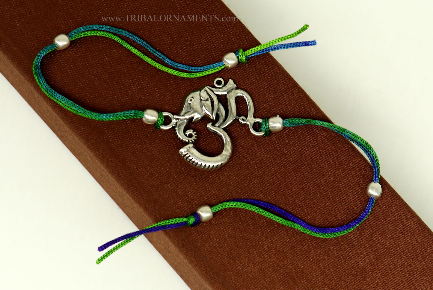 925 sterling silver handmade beautiful AUM Ganesha design Rakhi Bracelet, amazing stylish gift for Rakshabandhan rk118 - TRIBAL ORNAMENTS