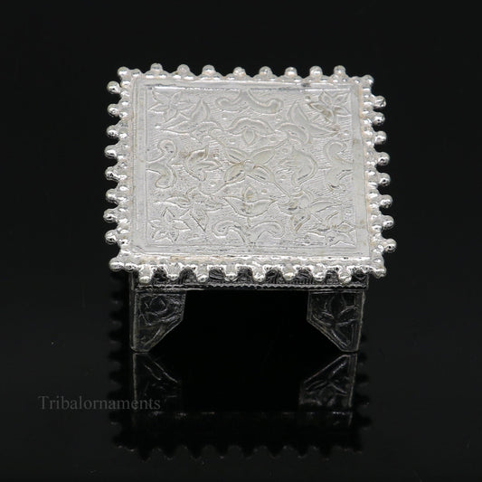 1.5" Vintage design Sterling silver handmade customize small square shape table/bazot/chouki, excellent home puja utensils temple art su431 - TRIBAL ORNAMENTS
