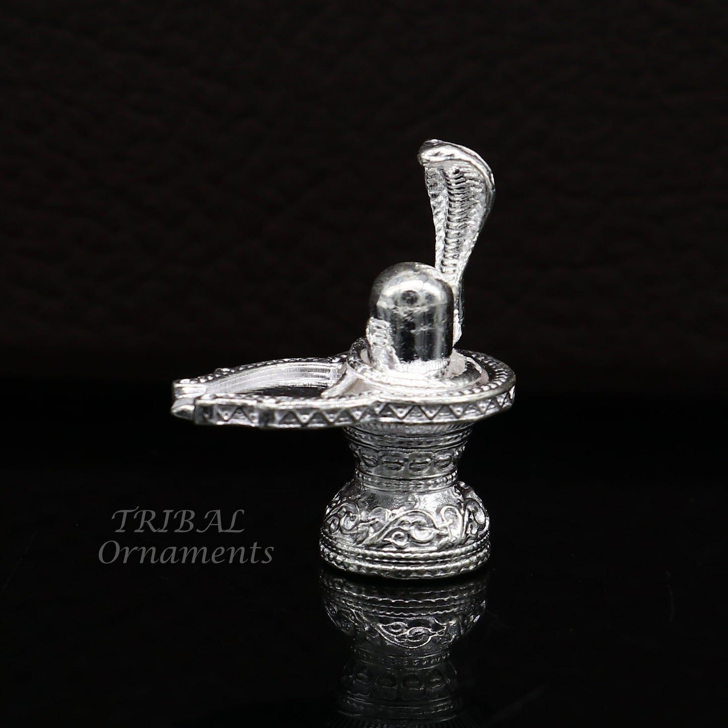 1" 925 sterling silver handmade small solid Lord Shiva lingam stand, silver Shivling puja article, for wealth and prosperity art594 - TRIBAL ORNAMENTS