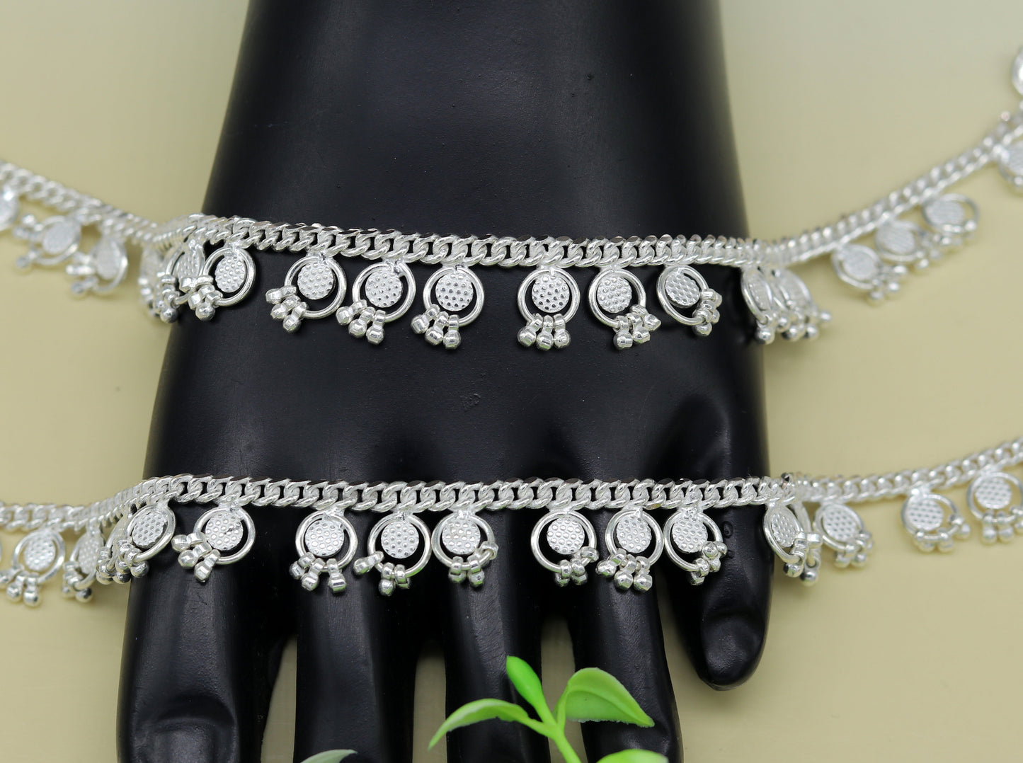 10.5" Long handmade sterling silver amazing noisy bells ankle bracelet, gorgeous charm anklets customized belly dance gifting jewelry ank219 - TRIBAL ORNAMENTS