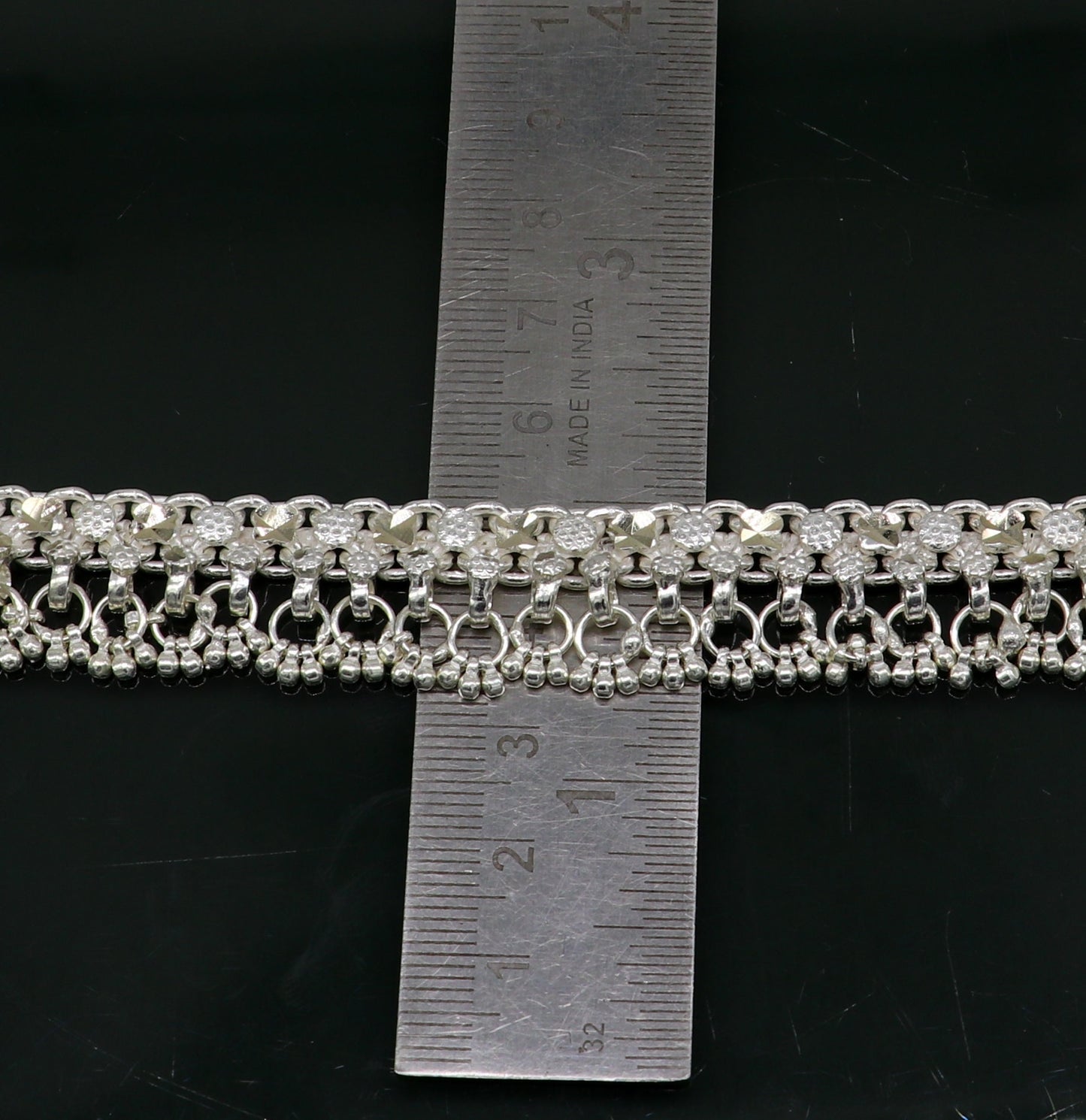 10.5" sterling silver solid customized design ankle bracelet foot bracelet anklet vintage antique design tribal belly dance jewelry ank380 - TRIBAL ORNAMENTS