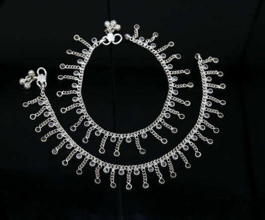 10" solid silver handmade vintage customized design ankle bracelet bridesmaid charm tribal anklet jewelry pretty gifting to her nank272 - TRIBAL ORNAMENTS