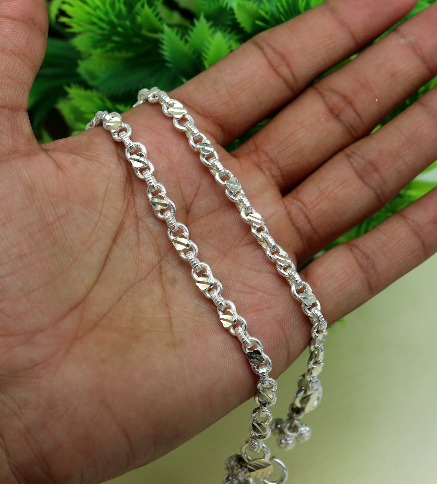 10" solid sterling silver handmade vintage design ankle bracelet excellent bride made tribal anklet jewelry pretty gifting to her nank273 - TRIBAL ORNAMENTS