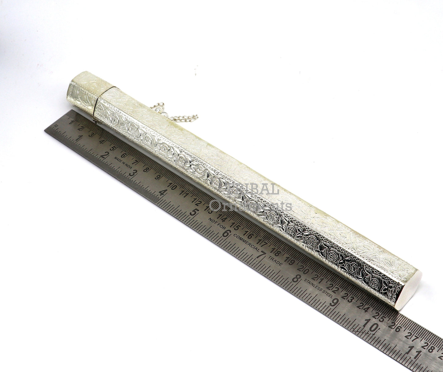 10" Vintage design handmade solid silver incense sticks box holder, Agarbatti box trinket box fabulous royal puja temple article su391 - TRIBAL ORNAMENTS