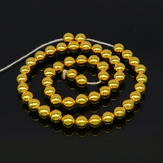 Ten 22kt yellow gold handmade 7mm plain beads, loose waxed beads for custom gold jewelry, by TRIBAL ORNAMENTS.
