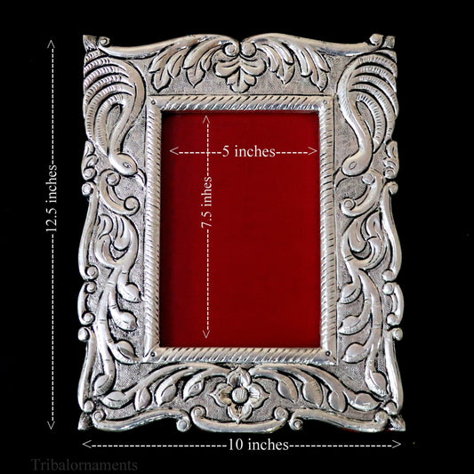 12.5" x 7" inches 999 fine silver handmade photo frame, amazing vintage royal style wooden base wall hanging frame, best corporate gift sf01 - TRIBAL ORNAMENTS