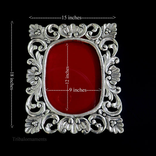 18"x 15" inches 999 fine silver handmade wall hanging photo frame, amazing vintage royal style wooden base frame, best corporate gift sf03 - TRIBAL ORNAMENTS