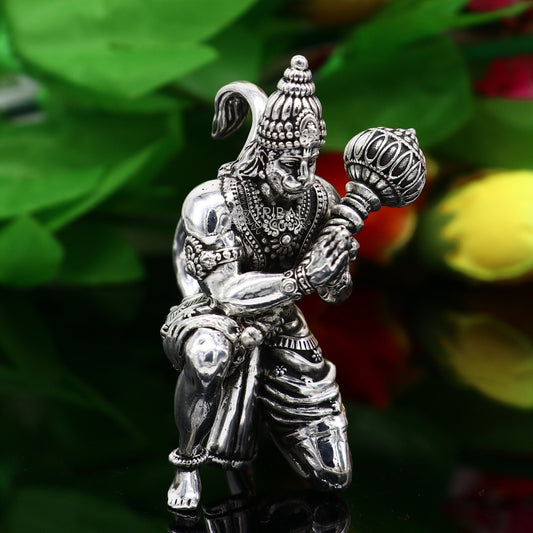 2.0" 925 silver handmade Lord hanuman statue, best puja or gifting god hanuman statue sculpture home temple puja art figurine art620 - TRIBAL ORNAMENTS