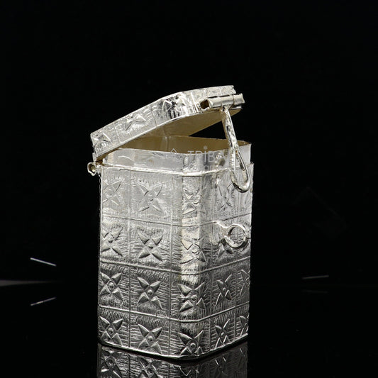 2.2" 925 silver utensils vintage style trinket box, container/casket box bridal floral work box, jewelry box silver utensils stb769 - TRIBAL ORNAMENTS