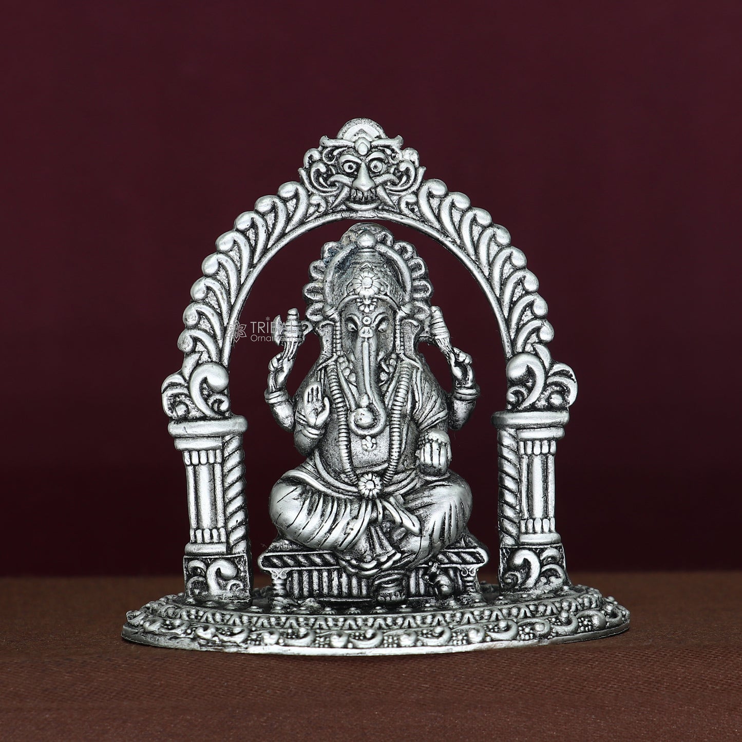 2.5" Divine 925 Sterling silver Lord Ganesh Idol, Pooja Articles, Silver Idols Figurine Ganesha statue sculpture Diwali puja gift art672 - TRIBAL ORNAMENTS