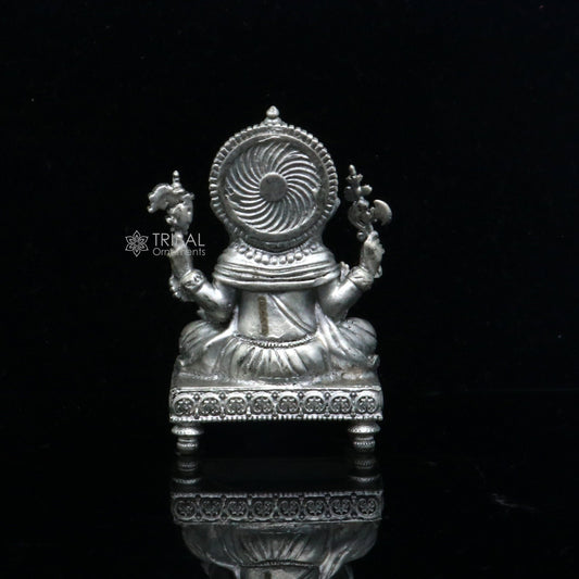 2" 925 Sterling silver handmade God Ganesha statue, puja article figurine, Diwali puja Divine silver article of prosperity and wealth art708 - TRIBAL ORNAMENTS