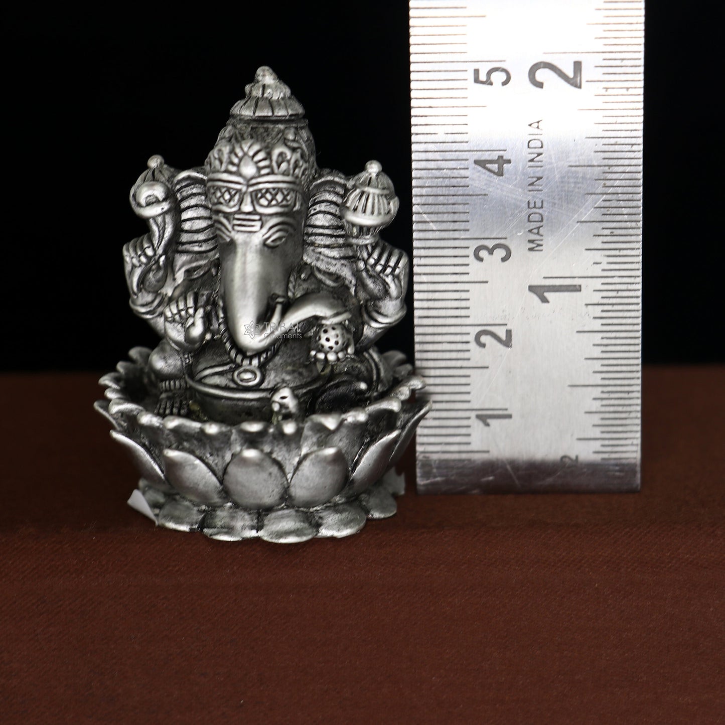 2" 925 Sterling silver handmade Hindu God Idol Ganesha statue, puja article figurine, home decor Diwali puja Divine silver article art681 - TRIBAL ORNAMENTS