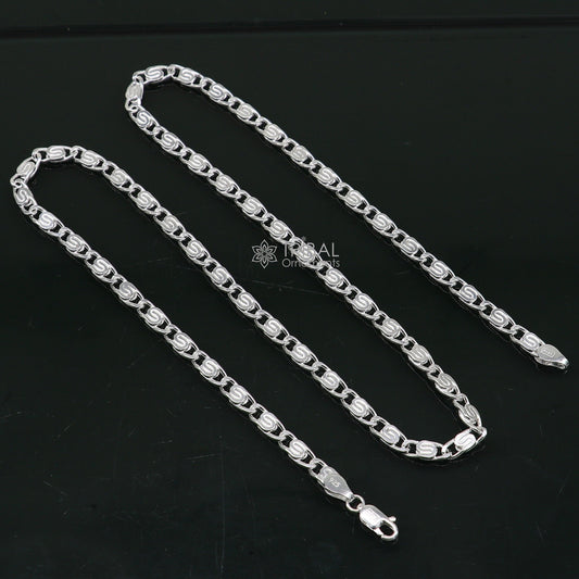 20" 3.5 MM 925 sterling silver handmade solid fancy stylish silver chain necklace nawabi chain best gifting jewelry from India ch226 - TRIBAL ORNAMENTS