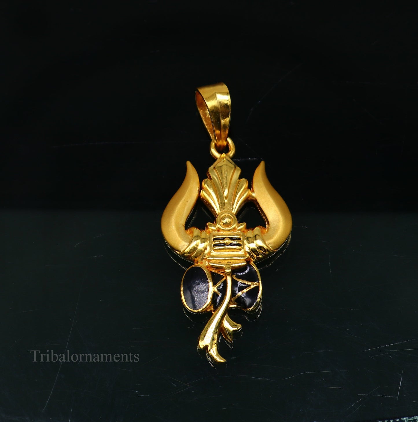 22Kt yellow gold handmade customized lord Shiva Trident Trishul pendant, best men's women's gifting jewelry stunning stylish jewelry gp22 - TRIBAL ORNAMENTS
