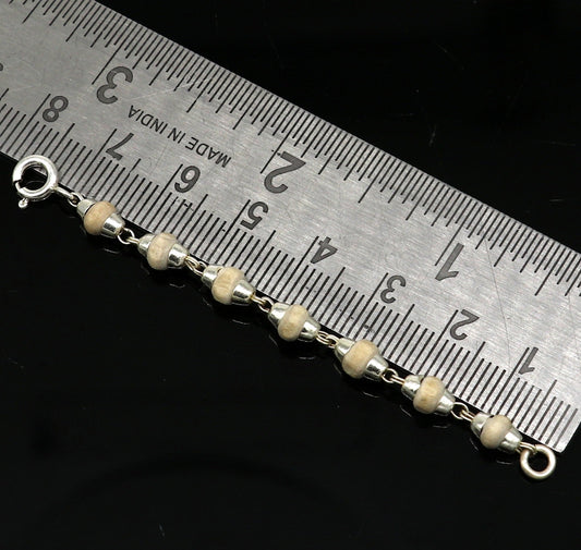 3 inches long handmade basil rosary beaded bracelet or necklace for baby krishna figurine or sculpture, best puja tulsi neckace sbr220 - TRIBAL ORNAMENTS