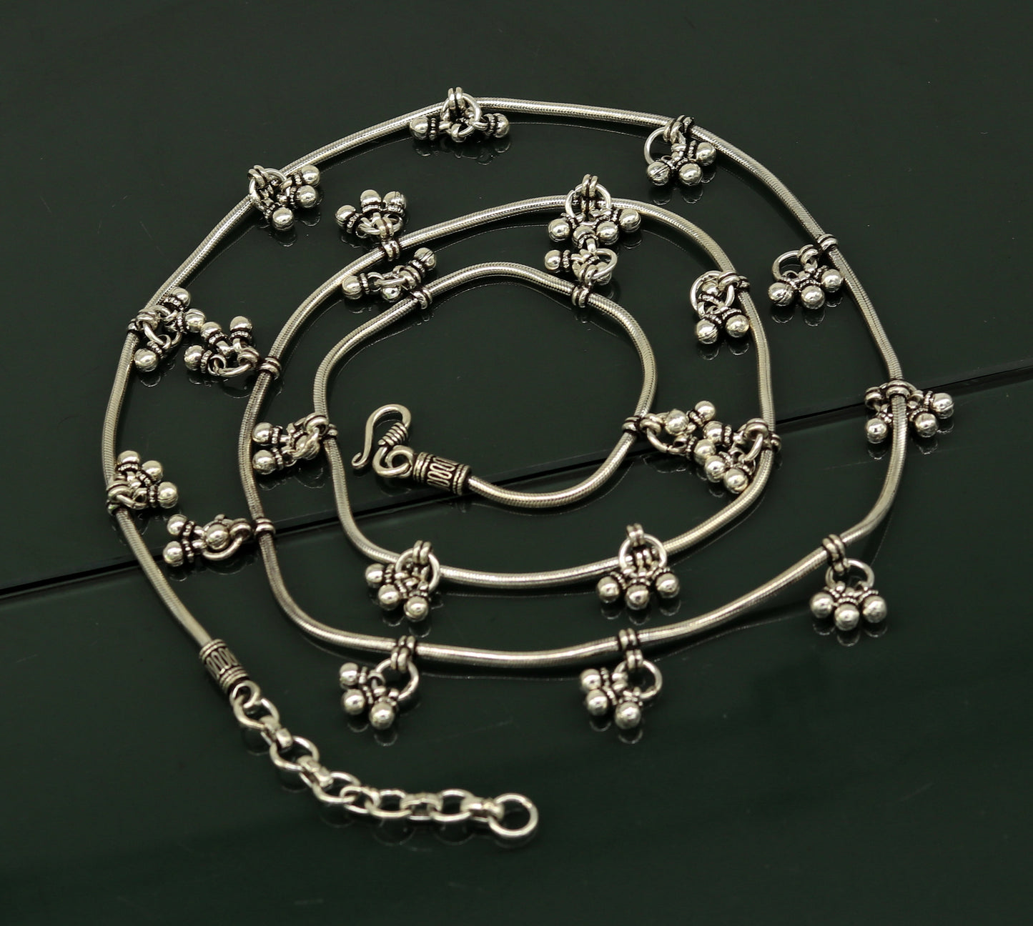 34.5" to 36.5" 925 sterling silver handmade vintage design customized snake chain belly chain waist chain, sari chain, wedding jewelry wch07 - TRIBAL ORNAMENTS