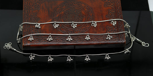 37.5" to 39.5" handmade adjustable 925 sterling silver snake chain waist belt, belly chain waist chain with hanging drops jewelry nwch18 - TRIBAL ORNAMENTS