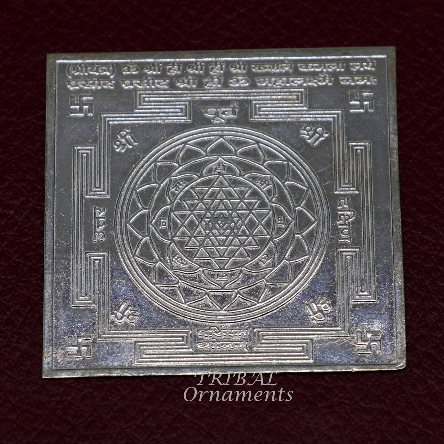 4x4 cm 925 sterling silver handmade Shri Yantram holy divine yantram for wealth and prosperity, puja article su888 - TRIBAL ORNAMENTS