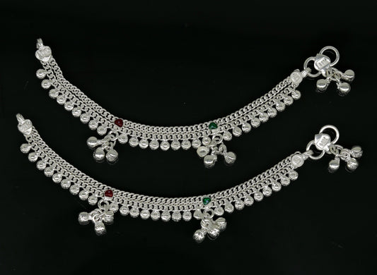 5.2" inches long handmade solid sterling silver baby kids ankle bracelet fabulous customized charm bracelet unisex baby jewelry ank231 - TRIBAL ORNAMENTS