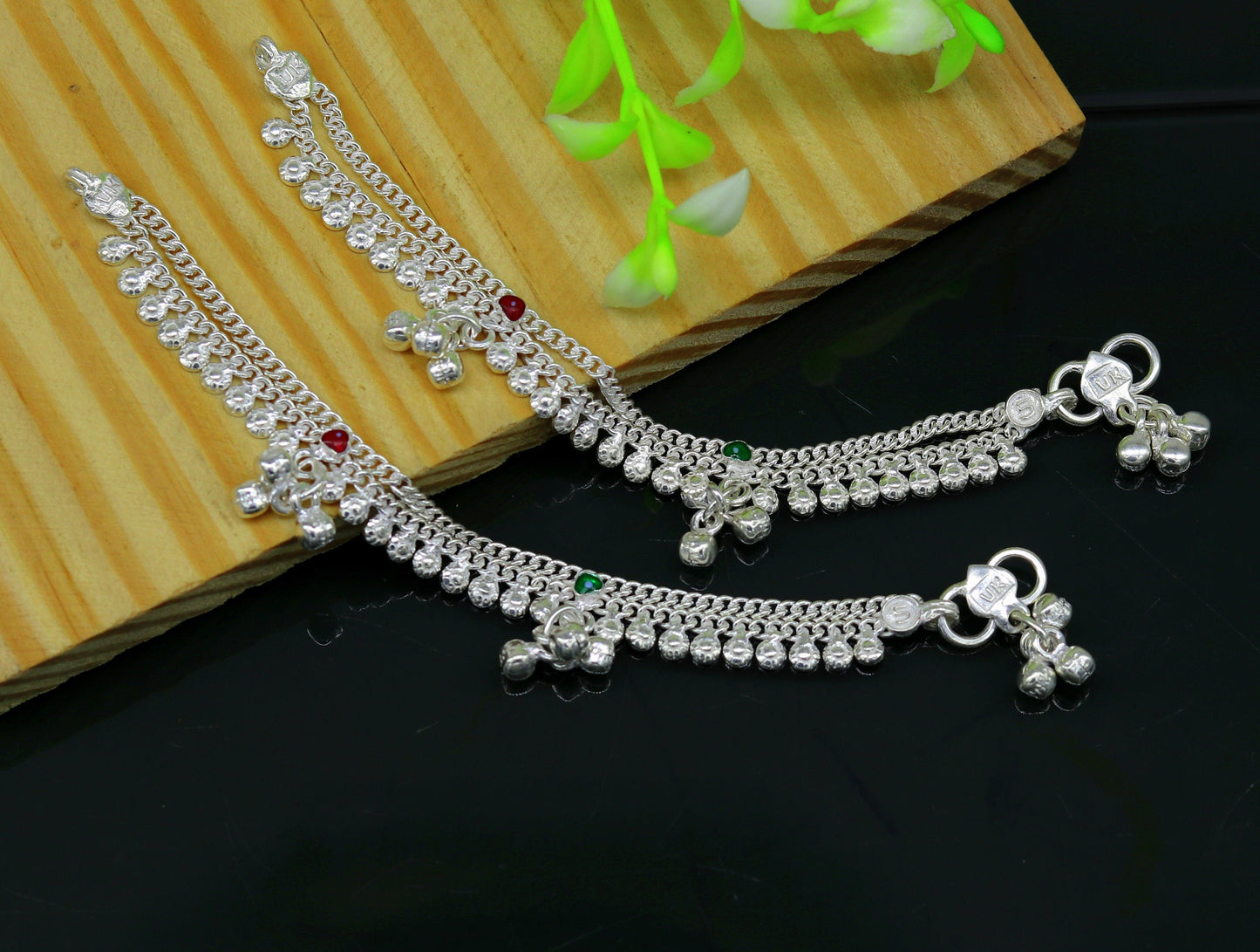 5.2" inches long handmade solid sterling silver baby kids ankle bracelet fabulous customized charm bracelet unisex baby jewelry ank231 - TRIBAL ORNAMENTS