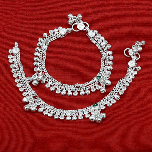 5.5" inch handmade solid sterling silver baby kids ankle bracelet unisex new born baby anklet foot bracelet customized charm bracelet ank389 - TRIBAL ORNAMENTS