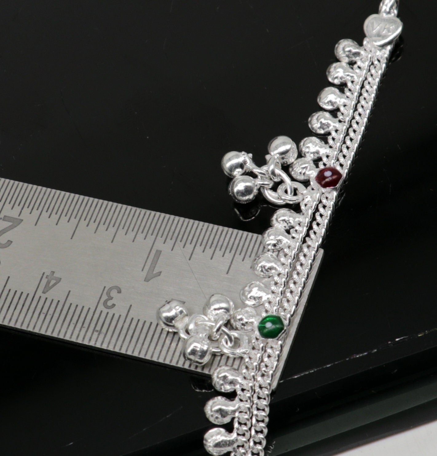 5.5" inches baby anklets Sterling silver handmade amazing ankle bracelet kids anklet noisy sound bells charm anklets jewelry india ank413 - TRIBAL ORNAMENTS