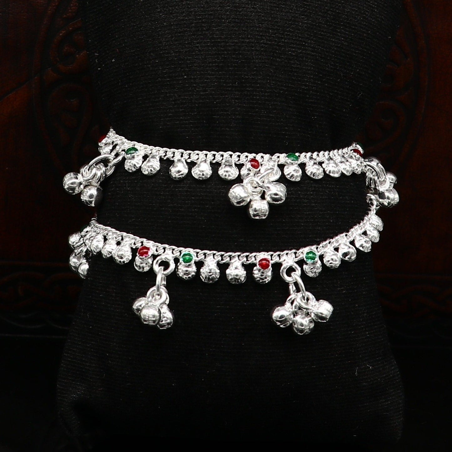 Handmade sterling silver baby ankle bracelet with dainty charm, 5.5 inches long, unisex, elegant and customizable jewelry from Tribal Ornaments.