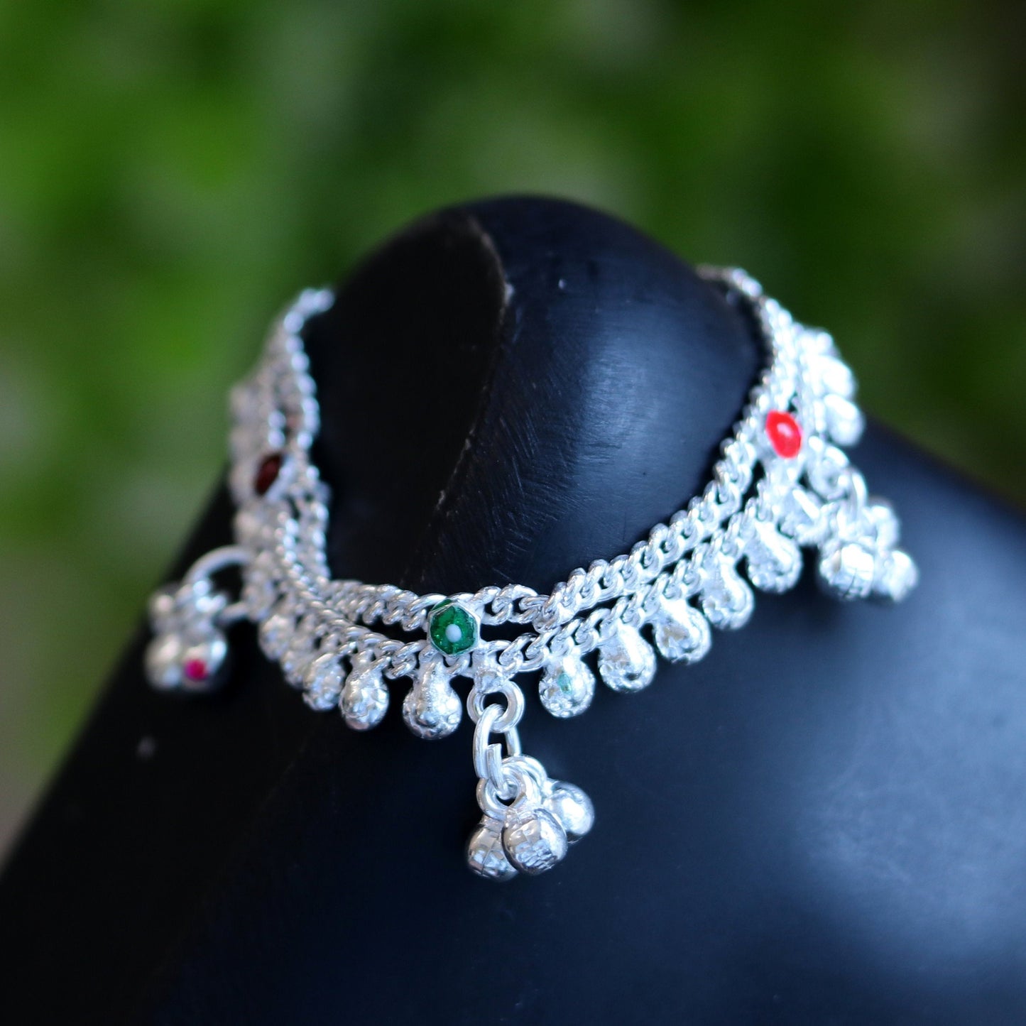 5.5" sterling silver handmade baby kids ankle bracelet noisy sound bells customized charm anklets jewelry belly dance gifting jewelry ank203 - TRIBAL ORNAMENTS