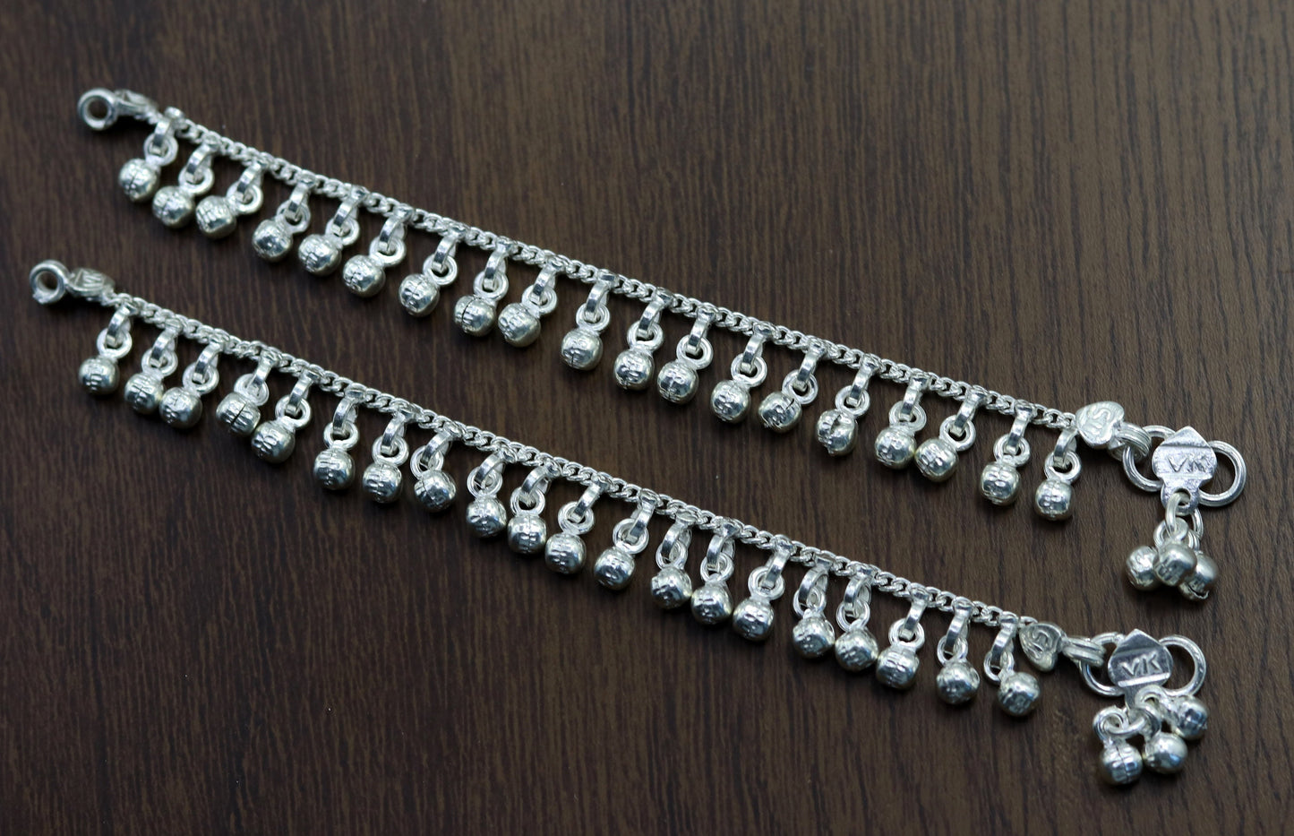 Sterling silver handmade ankle bracelet with noisy charm, traditional Rajasthan baby anklet by Tribal Ornaments, 5.7 inches.