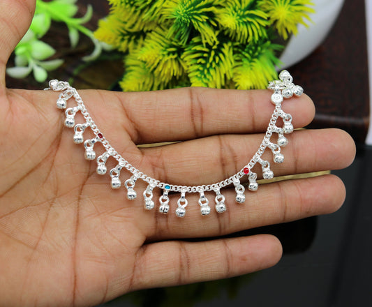 5.8" long trendy stylish baby anklets bracelet, single chain jingling belly ankle bracelet, personalized gifting kids jewelry ank254 - TRIBAL ORNAMENTS