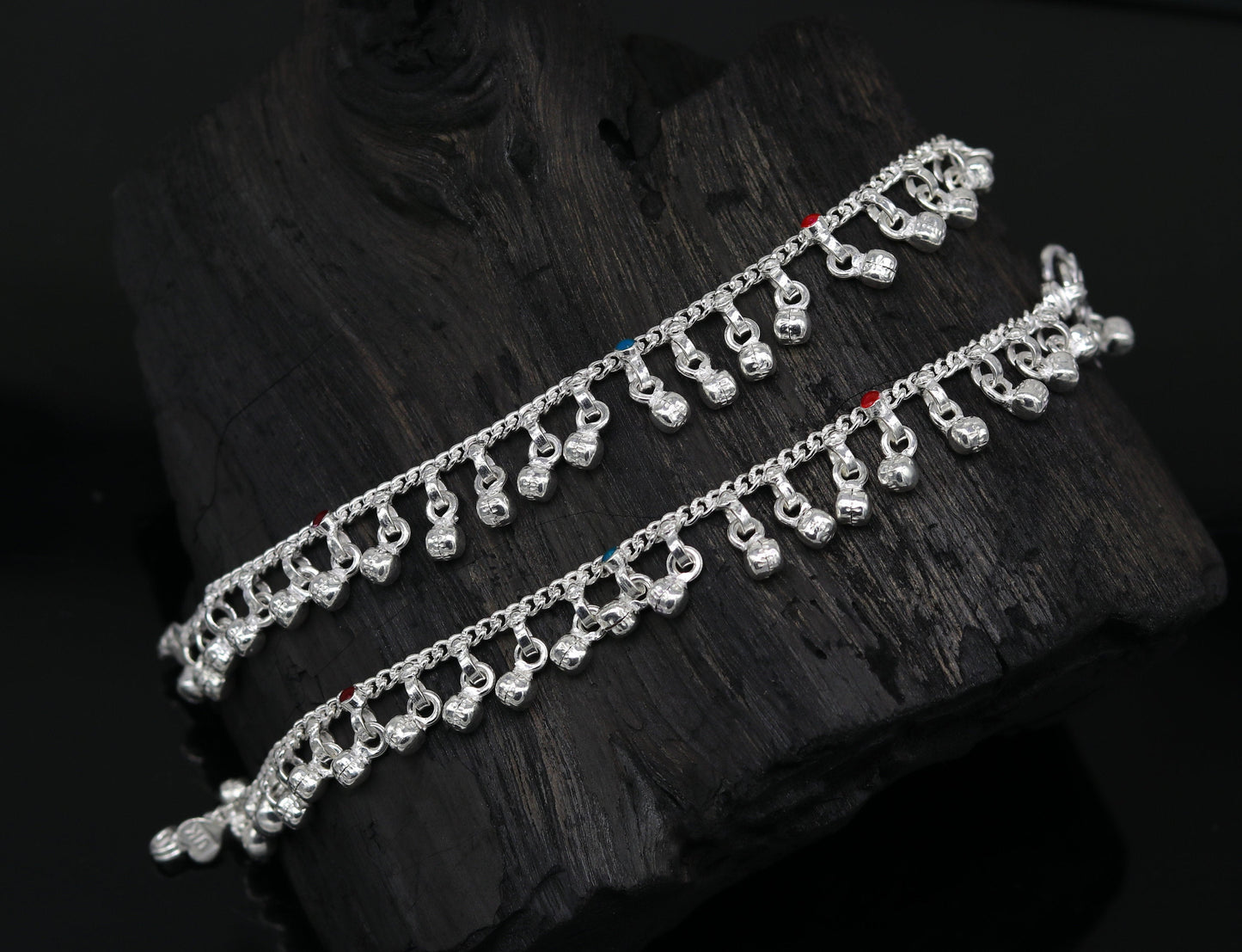 5.8" long trendy stylish baby anklets bracelet, single chain jingling belly ankle bracelet, personalized gifting kids jewelry ank254 - TRIBAL ORNAMENTS