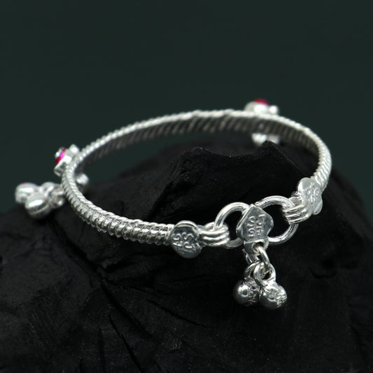 5" inches long handmade noisy bells single anklet, fabulous baby ankle bracelet tribal style foot bracelet jewelry from India ank353 - TRIBAL ORNAMENTS