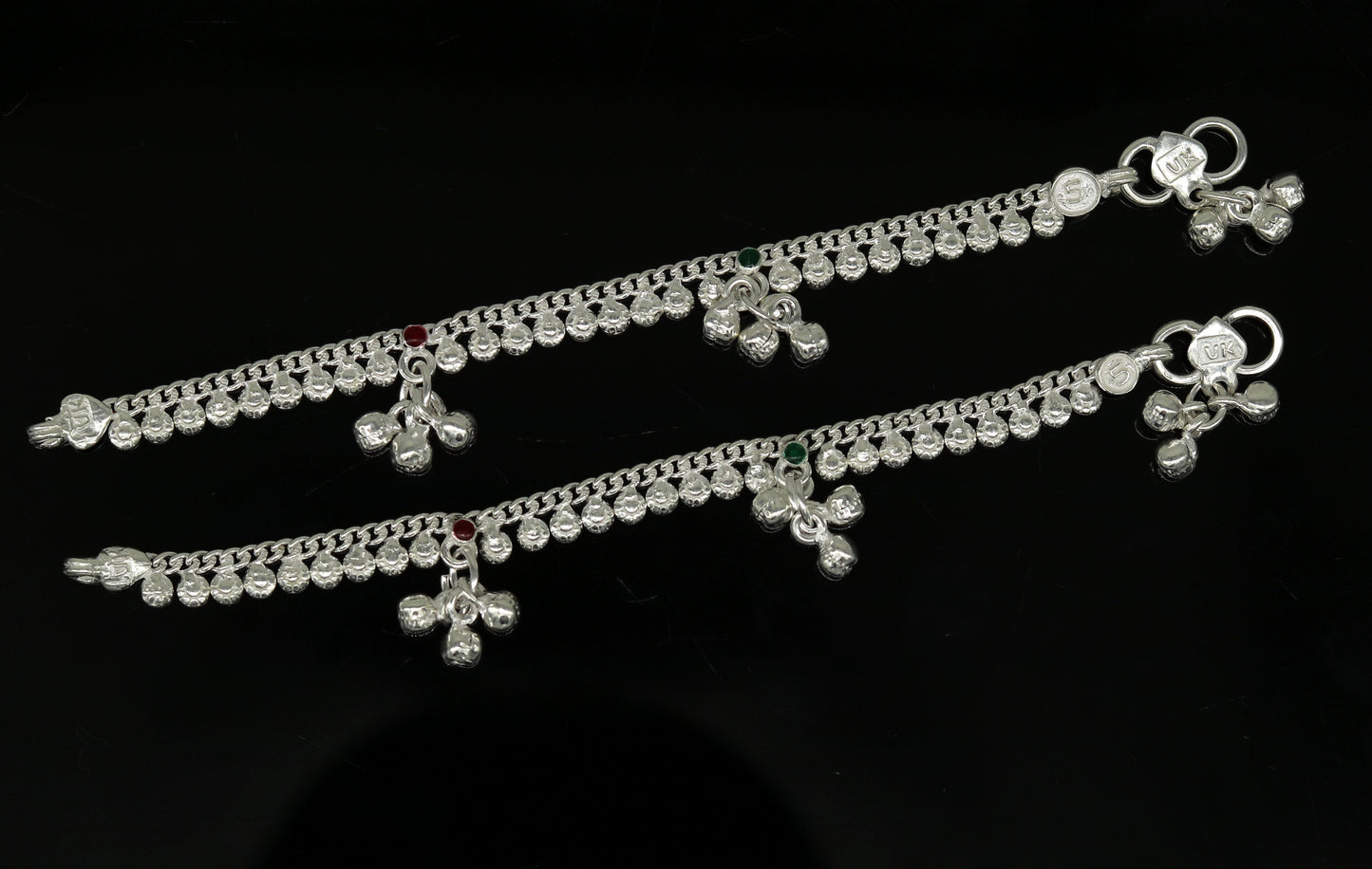 5" inches long handmade solid sterling silver baby kids ankle bracelet elegant dainty customized charm bracelet unisex baby jewelry ank355 - TRIBAL ORNAMENTS