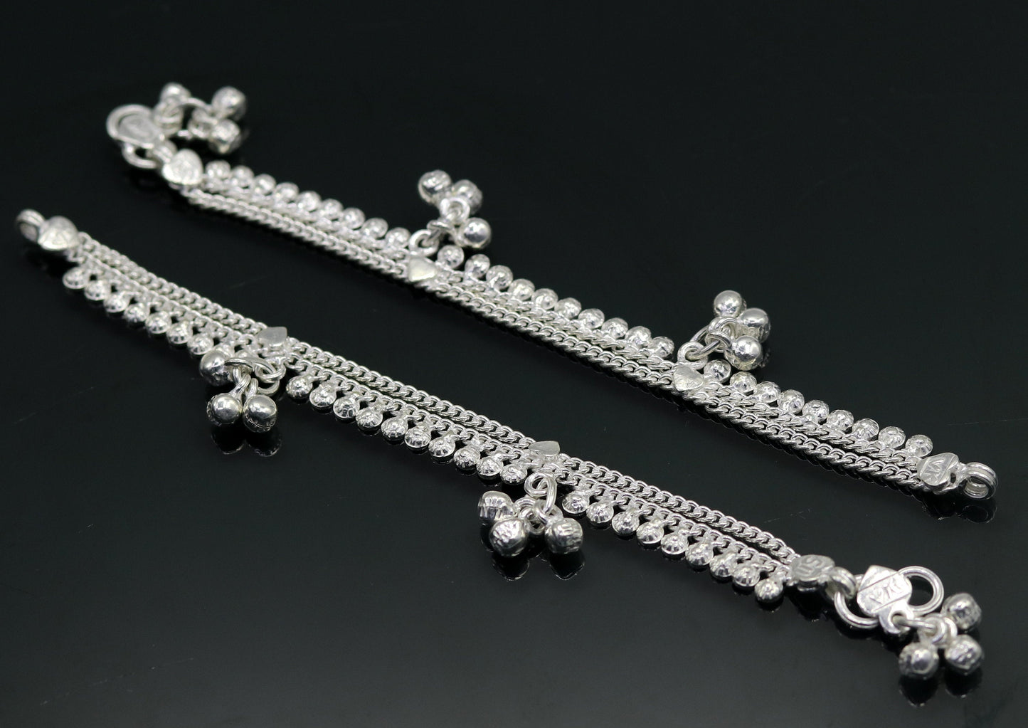 Sterling silver handmade newborn baby ankle bracelet with charm, featuring a delicate design perfect for kids' jewelry.