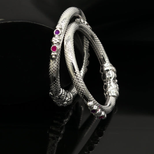 5mm Solid sterling silver gorgeous baby bangle bracelet kada, faublous customized elephant face solid kada bracelet for kids nbbk101 - TRIBAL ORNAMENTS